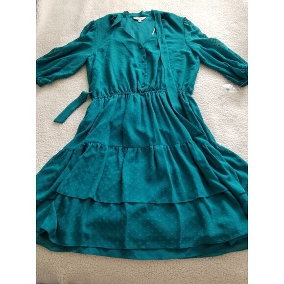 Nanette Nanette Lepore Clip Dot Mini Dress Deep Lake Green Womens Size 4 - Picture 10 of 12